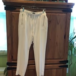 The Limited white polyester drawstring pants with zip pockets